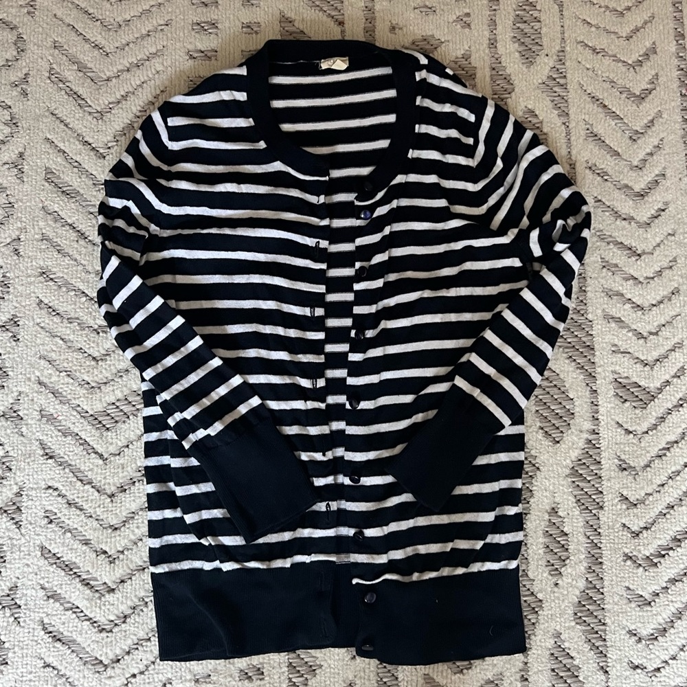 J.Crew Claire 3/4 Cardigan in Navy / White Blue Stripe, Size XS